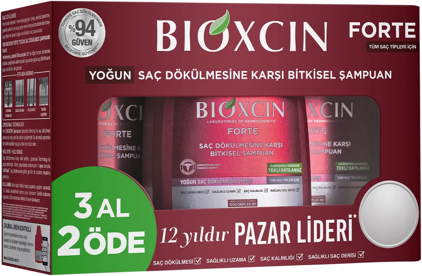 Bioxcin Forte Şampuan 300ml 3al2 Öde 900 ml