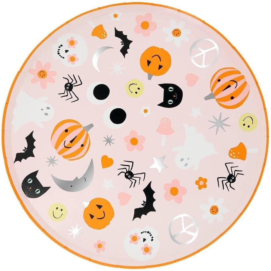 Meri Meri - Groovy Halloween Icon Dinner Plates - Cadılar Bayramı Karakterli Tabaklar (L) (8'li)