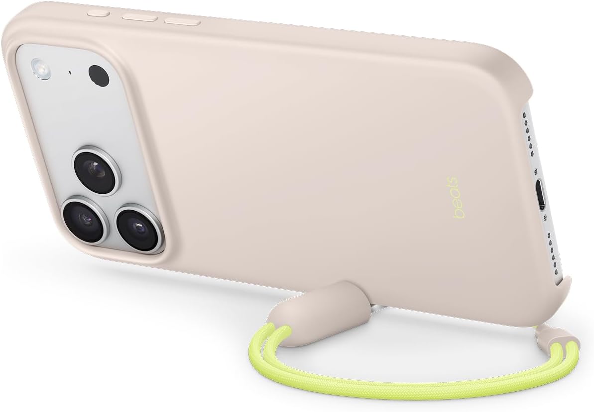 Beats iPhone 17 Pro Max Kılıfı, MagSafe ve Kamera Denetimi Özellikli, Stantlı, Yerleşik Stant ve Taşıma Askısı, Mat Dış Yüzey, Mikrofiber İç Kaplama – Kalker Beji